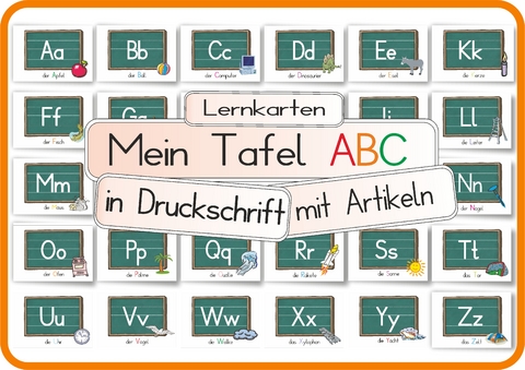 Mein Tafel ABC in Druckschrift mit Artikeln - Helga Momm