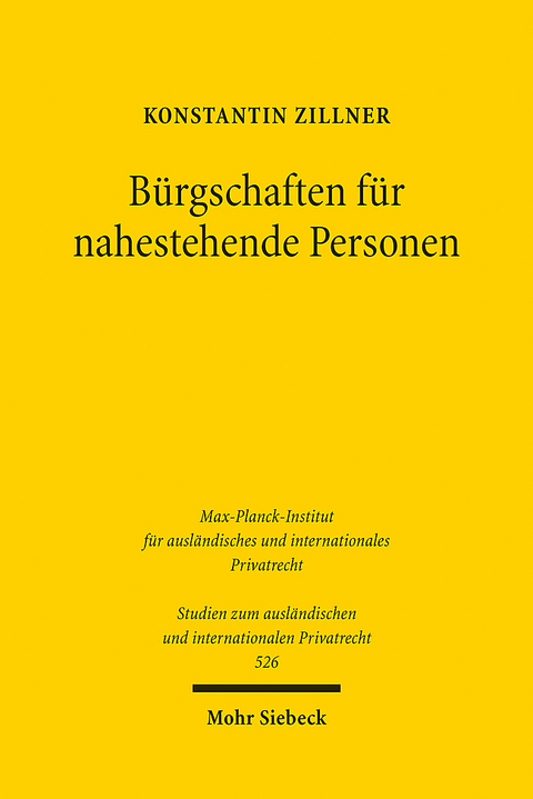 Bürgschaften für nahestehende Personen - Konstantin Zillner