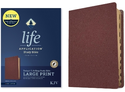 KJV Life Application Study Bible, Third Edition, Large Print (Genuine Leather, Burgundy, Indexed, Red Letter) -  Tyndale