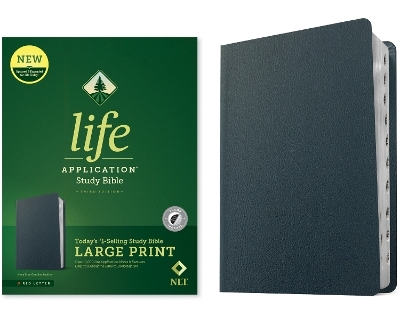 NLT Life Application Study Bible, Third Edition, Large Print (Genuine Leather, Navy Blue, Indexed, Red Letter) -  Tyndale