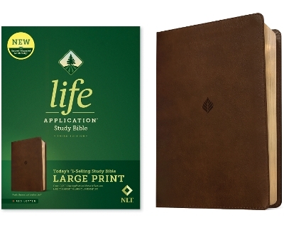 NLT Life Application Study Bible, Third Edition, Large Print (Leatherlike, Rustic Brown Leaf, Red Letter) -  Tyndale