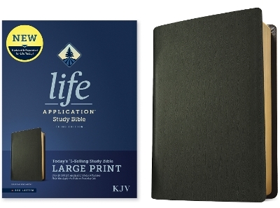 KJV Life Application Study Bible, Third Edition, Large Print (Genuine Leather, Black, Red Letter) -  Tyndale