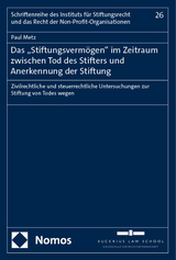 Das „Stiftungsvermögen" im Zeitraum zwischen Tod des Stifters und Anerkennung der Stiftung - Paul Metz