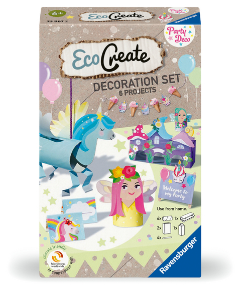 Ravensburger EcoCreate 23967 – Decorate for your Unicorn Birthday – Kinder ab 6 Jahren