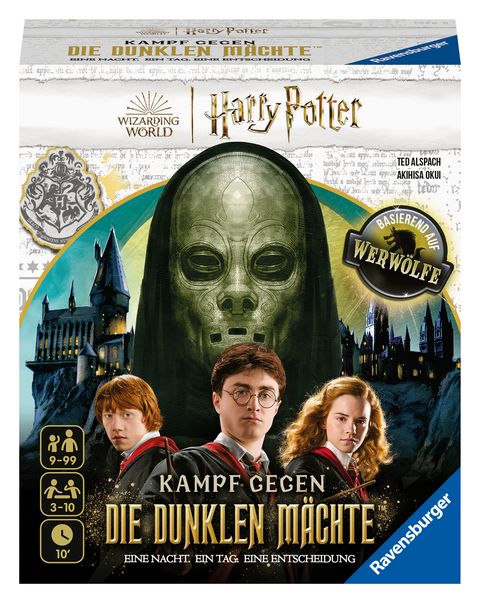 Ravensburger Familienspiel 27353 - Harry Potter - Kampf gegen die dunklen Mächte - Basierend auf Werwölfe - Gesellschaftsspiel ab 9 Jahren für 3-10 Spieler - Ted Alspach, Akihisa Okui