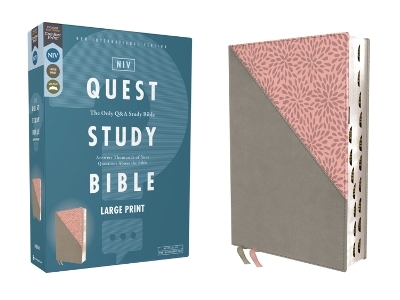 NIV, Quest Study Bible, Large Print, Leathersoft, Gray/Pink, Thumb Indexed, Comfort Print