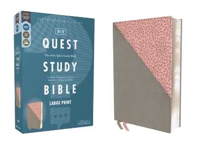 NIV, Quest Study Bible, Large Print, Leathersoft, Gray/Pink, Comfort Print