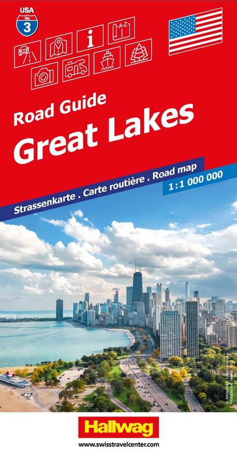 Hallwag Strassenkarte USA, Great Lakes 1:1 Mio.