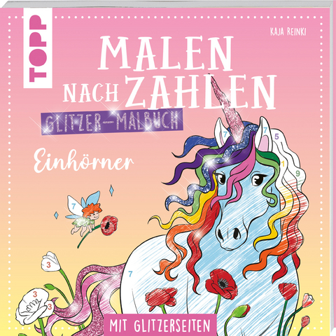 Malen nach Zahlen Glitzer-Malbuch Einhörner - Kaja Reinki