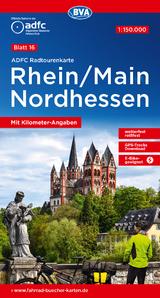 ADFC-Radtourenkarte 16 Rhein/Main Nordhessen 1:150.000, reiß- und wetterfest, E-Bike geeignet, GPS-Tracks Download, mit Kilometer-Angaben - 