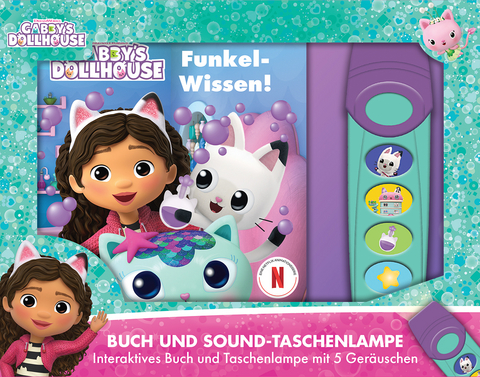 Gabby's Dollhouse - Funkel-Wissen! - Pappbilderbuch mit Taschenlampe und Glitzerseiten - Bilderbuch mit 5 tollen Geräuschen - 