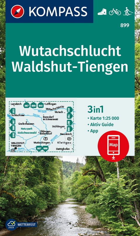 KOMPASS Wanderkarte 899 Wutachschlucht, Waldshut-Tiengen 1:25.000