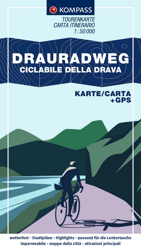 KOMPASS Fahrrad-Tourenkarte Drauradweg – Ciclabile della Drava 1:50.000