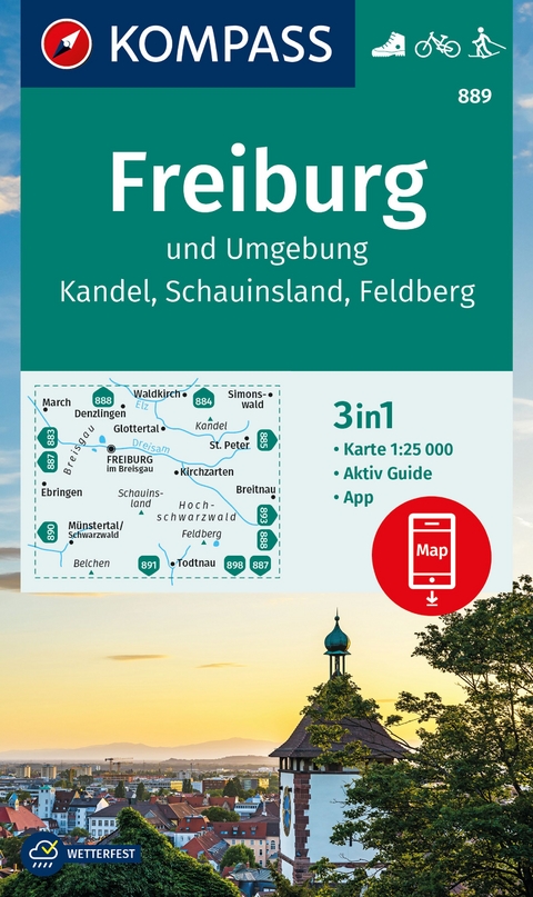 KOMPASS Wanderkarte 889 Freiburg und Umgebung, Kandel, Schauinsland, Feldberg 1:25.000