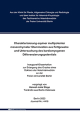 Charakterisierung equiner multipotenter mesenchymaler Stammzellen aus Fettgewebe und Untersuchung des kardiomyogenen Differenzierungspotentials - Hannah Julia Stage