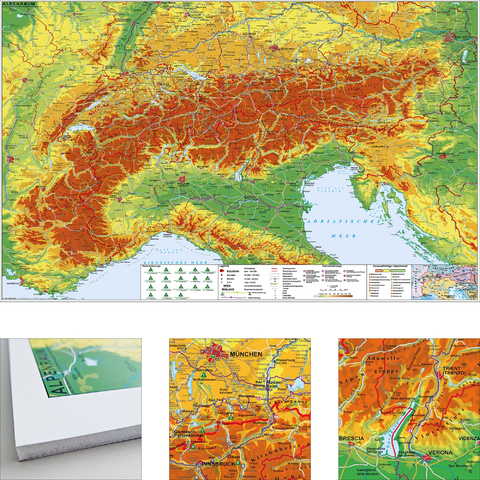 Alpenraum mit Weitwander- und Radfernwegen zum Pinnen auf EasyPrint - Platte - Heinrich Stiefel