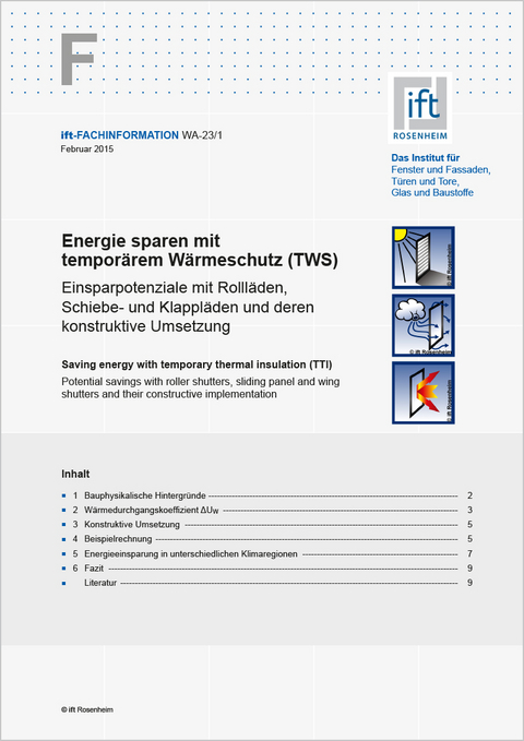 ift-Fachinformation WA-23/1 "Energiesparen mit temporärem Wärmeschutz" (TWS)