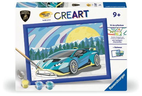 Ravensburger CreArt 23959 - Blauer Lamborghini - Malen nach Zahlen Auto für Kinder ab 9 Jahre