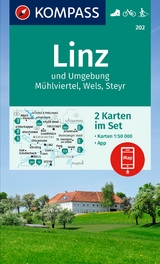 KOMPASS Wanderkarten-Set 202 Linz und Umgebung, Mühlviertel, Wels, Steyr (2 Karten) 1:50.000 - 