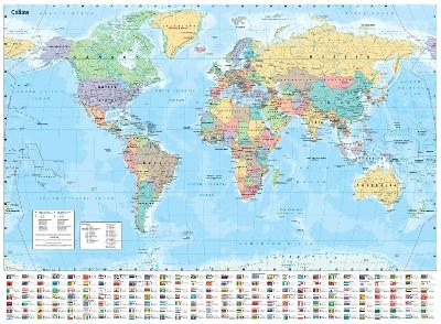 Collins World Wall Paper Map -  Collins Maps