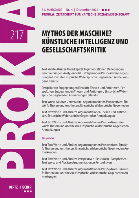 Mythos der Maschine? Künstliche Intelligenz und Gesellschaftskritik -  Prokla 217