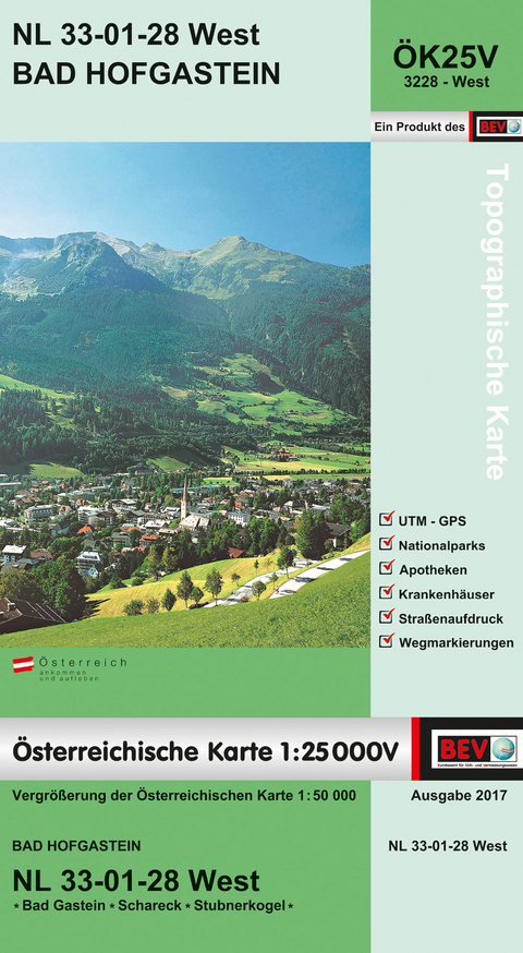 BEV-Karte 3228-West, Bad Hofgastein 1:25 000 - 