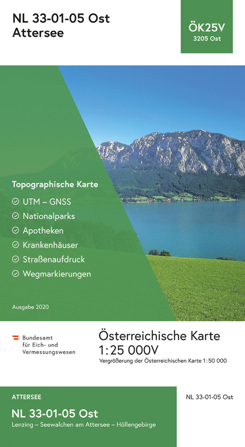 BEV-Karte 3205-Ost, Attersee 1:25 000V - 