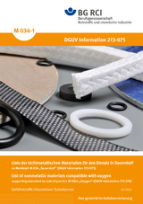 M 034-1 - Liste der nichtmetallischen Materialien für den Einsatz in Sauerstoff (DGUV 213-075) zu Merkblatt M034 "Sauerstoff" (DGUV Information 213-073)