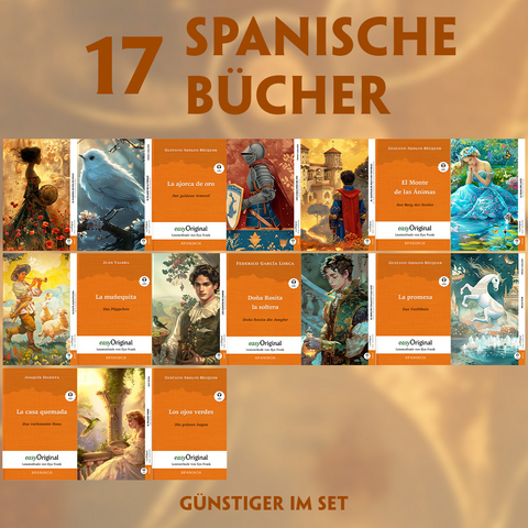 17 spanische Bücher (17 Bücher + Audio-Online) - Frank-Lesemethode - Kommentierte zweisprachige Ausgabe Spanisch-Deutsch -  Cuentos, Gustavo Adolfo Bécquer, Federico García Lorca, Joaquín Dicenta, Juan Valera, Fernán Caballero