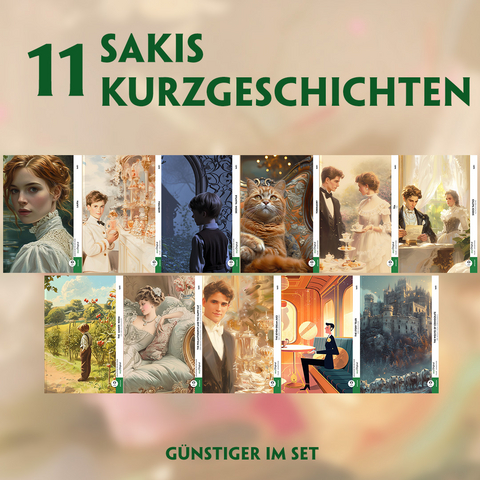 11 Sakis Kurzgeschichten (11 Bücher + Audio-Online) - Frank-Lesemethode - Kommentierte zweisprachige Ausgabe Englisch-Deutsch - Hector Hugh Munro (Saki)