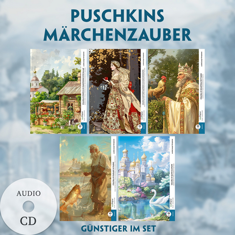 5 Puschkins Märchenzauber (5 Bücher + Audio-CDs) - Frank-Lesemethode - Kommentierte zweisprachige Ausgabe Russisch-Deutsch - Alexander Puschkin