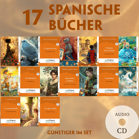 17 spanische Bücher (17 Bücher + Audio-CDs) - Frank-Lesemethode - Kommentierte zweisprachige Ausgabe Spanisch-Deutsch -  Cuentos, Gustavo Adolfo Bécquer, Federico García Lorca, Joaquín Dicenta, Juan Valera, Fernán Caballero