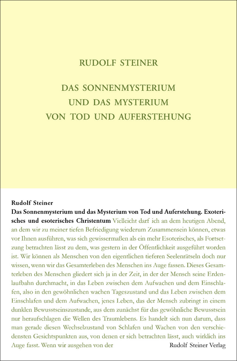 Das Sonnenmysterium und das Mysterium von Tod und Auferstehung - Rudolf Steiner