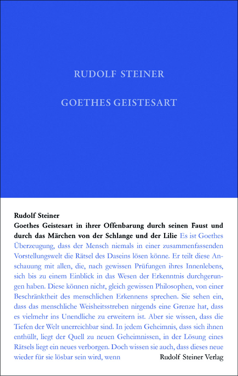 Goethes Geistesart - Rudolf Steiner