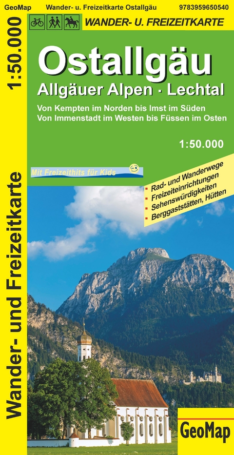 Ostallgäu, Allgäuer Alpen, Lechtal Wander- und Freizeitkarte