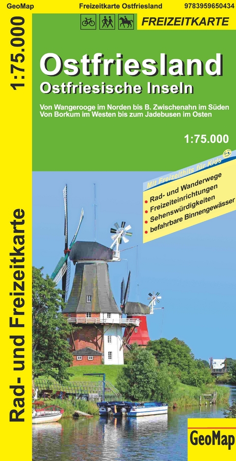 Ostfriesland Ostfriesische Inseln 1:75.000 Rad- und Freizeitkarte -  GeoMap