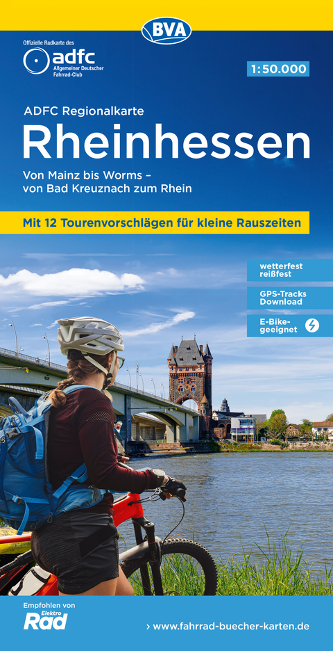 ADFC-Regionalkarte Rheinhessen, 1:50.000, mit Tagestourenvorschlägen, reiß- und wetterfest, E-Bike-geeignet, GPS-Tracks Download