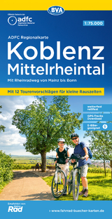 ADFC-Regionalkarte Koblenz Mittelrheintal, 1:75.000, mit Tagestourenvorschlägen, reiß- und wetterfest, E-Bike-geeignet, GPS-Tracks-Download - 