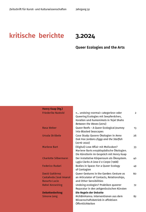 Kritische Berichte : Zeitschrift für Kunst- und Kulturwissenschaften / Jahrgang 52, Heft 3.2024 - 