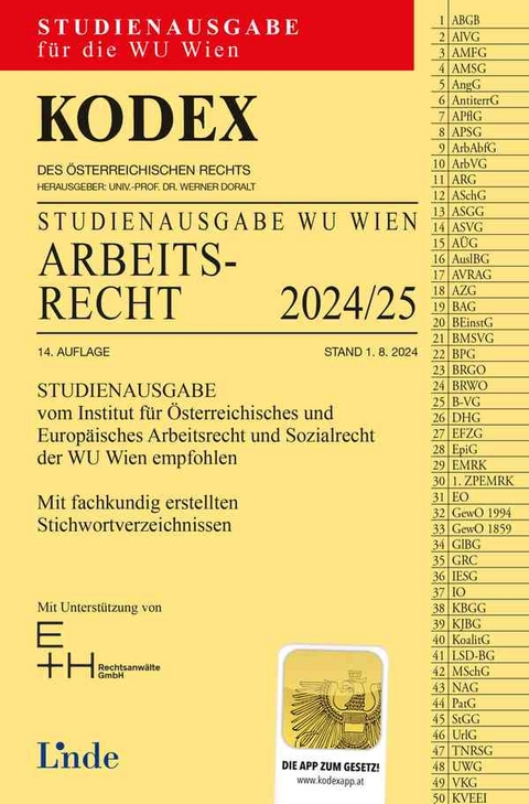 KODEX Studienausgabe Arbeitsrecht WU 2024/25 - 