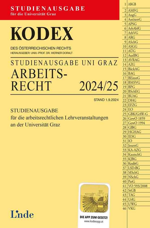 KODEX Studienausgabe Arbeitsrecht Graz 2024/25 - 