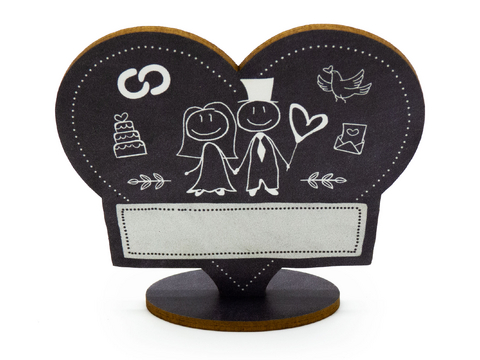 familiawedding 10 Tischkarten zur Hochzeit black doodle Herz-Design