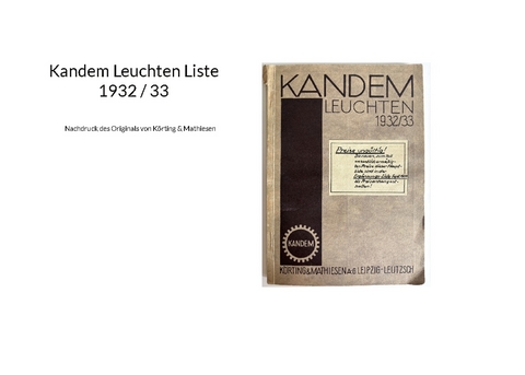 Kandem Leuchten Liste 1932 / 33 - 