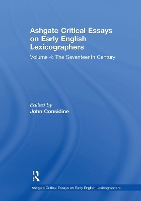 Ashgate Critical Essays on Early English Lexicographers - 