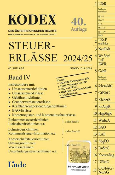 KODEX Steuer-Erlässe 2024/25, Band IV - Michael Schilcher