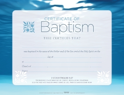 Certificate of Baptism - Blue Flat (Package of 6)