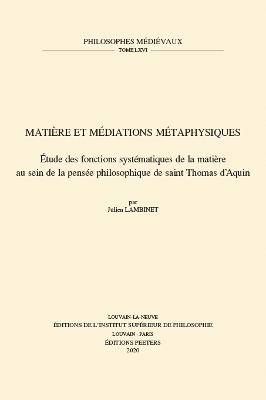 Matière et médiations métaphysiques - J. Lambinet