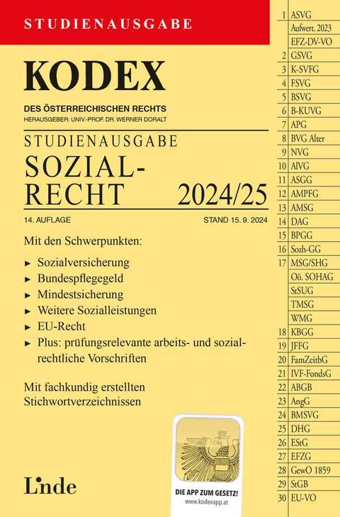 KODEX Studienausgabe Sozialrecht 2024/25 - Elisabeth Brameshuber