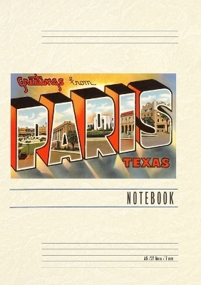 Vintage Lined Notebook Greetings from Paris, Texas