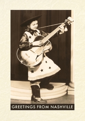 Vintage Lined Notebook Greetings from Nashville, Little Cowgirl with Guitar